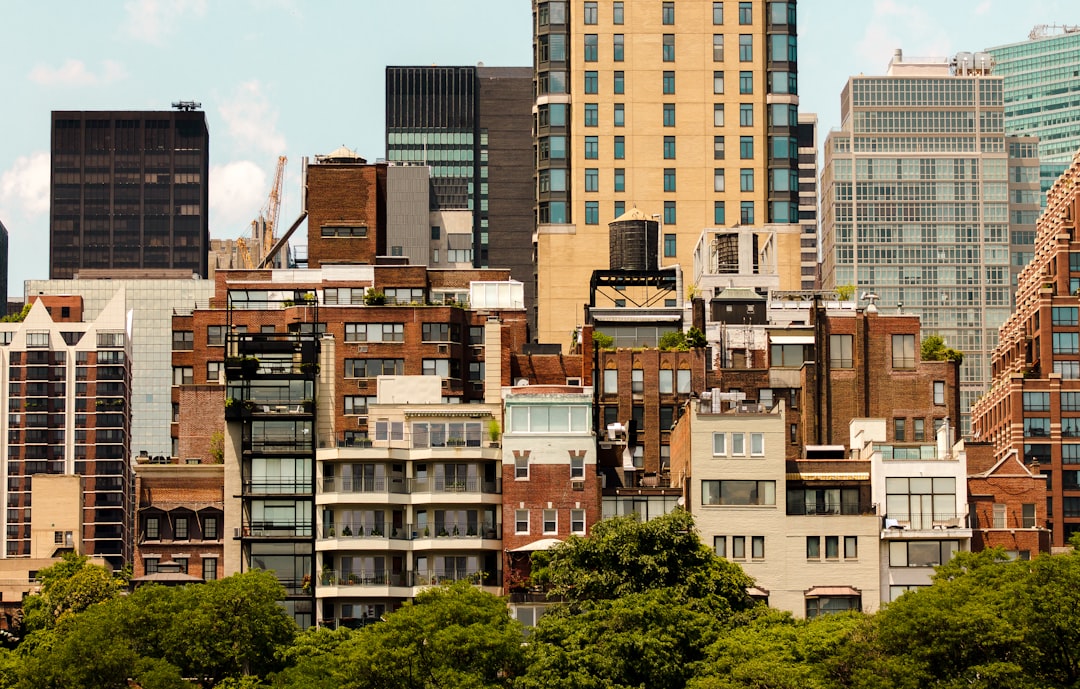 맨해튼 강 위 보트를 배경으로 여름 햇빛 아래 고층 건물이 늘어서 있어 임대차보호법과 대출 규제 변화가 도심 주택 가격에 미치는 영향을 상징함